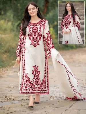 Women's Heavy Embroidered Organza 3 Piece Suit with Embroidered Dupatta – Luxury Party Wear Dress | Eid & Wedding Collection