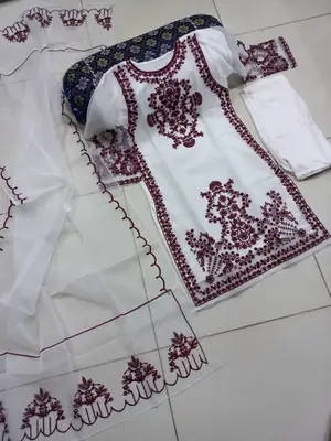 Women's Heavy Embroidered Organza 3 Piece Suit with Embroidered Dupatta – Luxury Party Wear Dress | Eid & Wedding Collection thumbnail 3