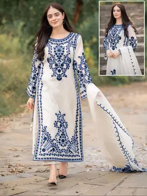 Women's Heavy Embroidered Organza 3 Piece Suit with Embroidered Dupatta – Luxury Party Wear Dress | Eid & Wedding Collection