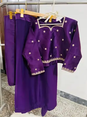Ready to Wear Chiffon Saree with Embroidered Silk Blouse & Silk Petticoat – 7 Yards Stitched Party Wear Saree for Women thumbnail 2