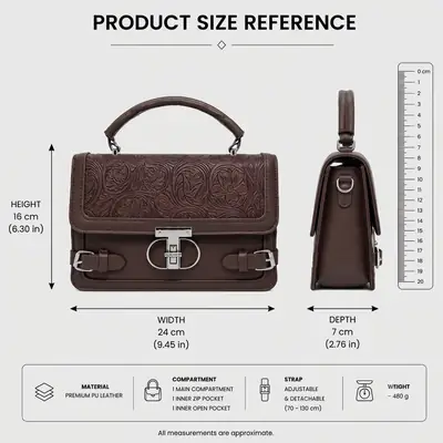 Branded Crossbody Bag for Women - Ladies Shoulder Bag - Leather Cross Body Bag with Long Strap - Stylish Hand Bag thumbnail 6