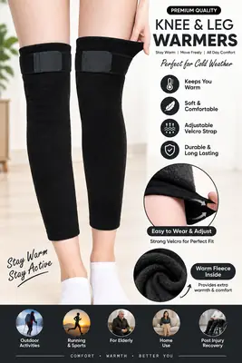 Knee & Leg Warmer with Adjustable Strap | Thermal Knee Support Brace | Warm Compression Sleeve for Men & Women | Sports & Winter Use