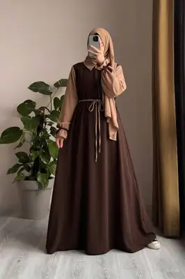 Flared Georgette Abaya with Puff Sleeves & Dori Belt