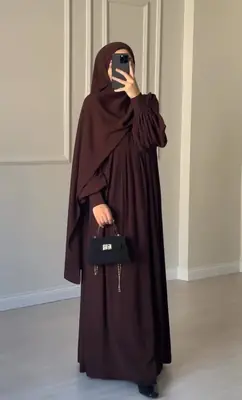 Chocolaty Elegant Abaya with Stole – Wool Peach