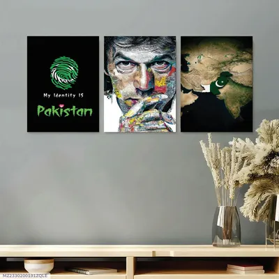 Pakistan Map 3Pcs Multicolor Wall Art 8x11 MDF