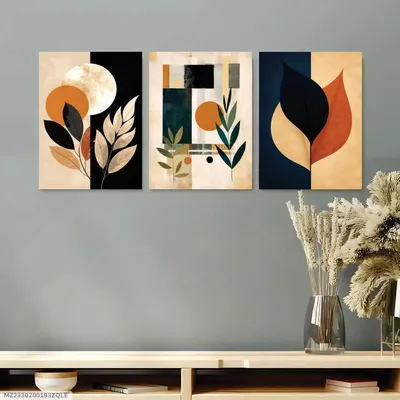 Abstract Art Wall Art 3Pcs 8x11 MDF Multicolor