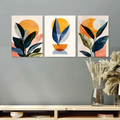 3 Pcs Abstract Art Wall Art 8x11 MDF Multicolor thumbnail 2