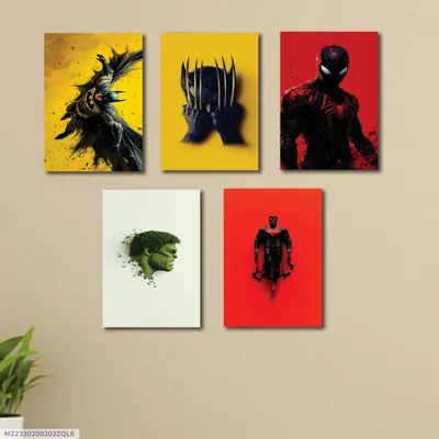 Avengers Wall Art Set 5 Pcs 8x11 MDF Multicolor