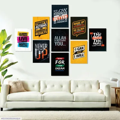 9Pcs Multicolor Alphabets Wall Art Set 8x11 Inch