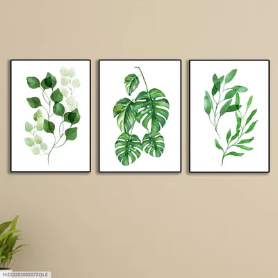 3 Pcs Leaf Shaped Wall Art Set 8x11 Multicolor