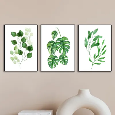 3 Pcs Leaf Shaped Wall Art Set 8x11 Multicolor thumbnail 2