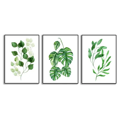 3 Pcs Leaf Shaped Wall Art Set 8x11 Multicolor thumbnail 3