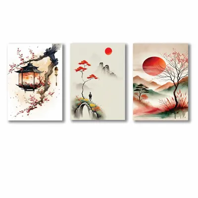 Abstract Wall Art Set of 3 Multicolor 8x11 Inches thumbnail 4