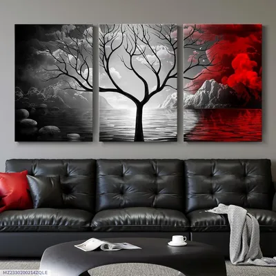 3Pcs Tree Design Wall Art 8x11 MDF Multicolor