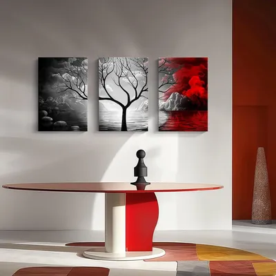 3Pcs Tree Design Wall Art 8x11 MDF Multicolor thumbnail 3
