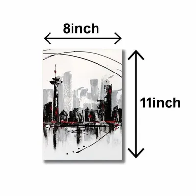 Abstract Cityscape Wall Art 3Pcs 8x11 MDF Multicolor thumbnail 3