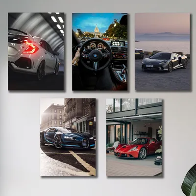 5Pcs 8x11 Car Wall Art Paintings Multicolor MDF thumbnail 2