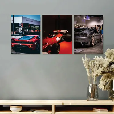 3 Pcs Cars Wall Art Set 8x11 MDF Multicolor thumbnail 2