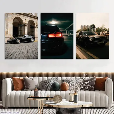 3 Pcs Cars Wall Art Set 8x11 MDF Multicolor