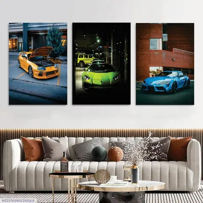 3 Pcs Multicolor Cars Wall Art Set 8x11 MDF