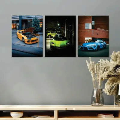 3 Pcs Multicolor Cars Wall Art Set 8x11 MDF thumbnail 2