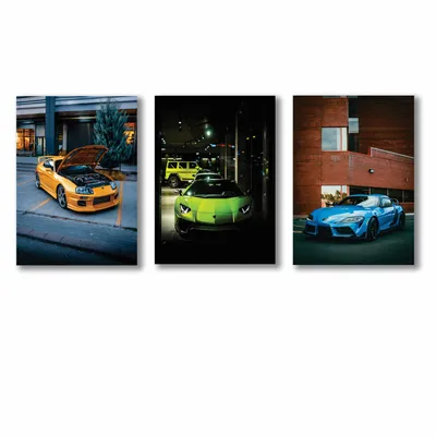 3 Pcs Multicolor Cars Wall Art Set 8x11 MDF thumbnail 4