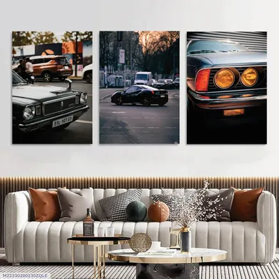 3 Pcs Cars Wall Art Set 8x11 MDF Multicolor