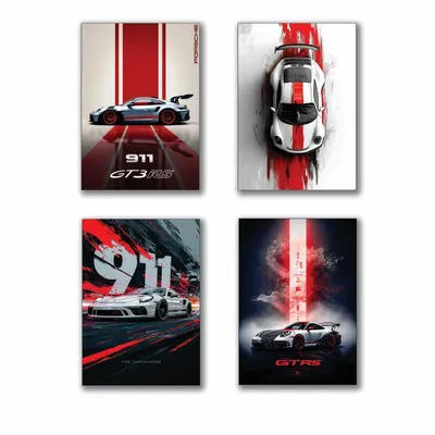 4 Pcs 8x11 Car Wall Art Paintings Set thumbnail 2