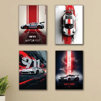 4 Pcs 8x11 Car Wall Art Paintings Set thumbnail 3