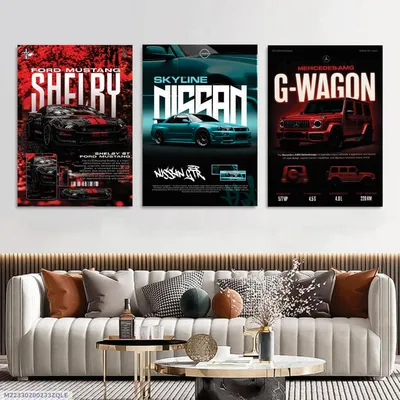 3 Pcs Cars Wall Art 8x11 MDF Multicolor