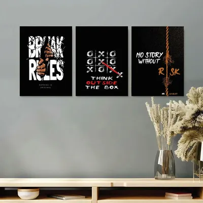 3 Pcs Black Multicolor Alphabets Wall Art Set 8x11 thumbnail 2