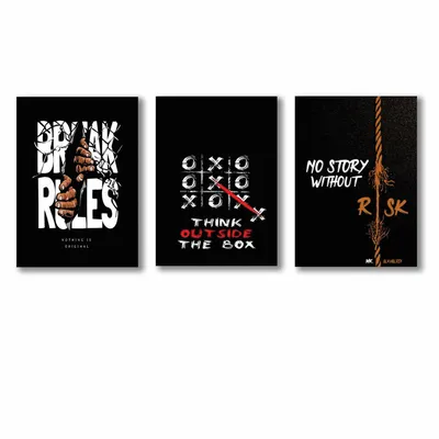 3 Pcs Black Multicolor Alphabets Wall Art Set 8x11 thumbnail 4