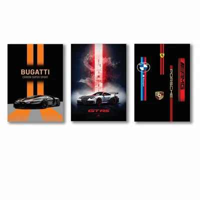 3 Pcs Car Design Wall Art Paintings 8x11 MDF Multicolor thumbnail 4