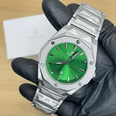 Hublet Premium Watch – Luxury Diamond Cut Chain – Green Dial thumbnail 3