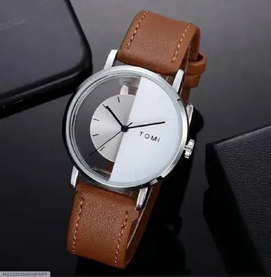TOMI T-080 Unisex Watch Half Transparent Leather Strap thumbnail 1