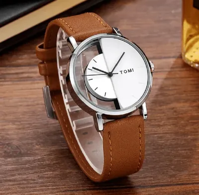 TOMI T-080 Unisex Watch Half Transparent Leather Strap thumbnail 2