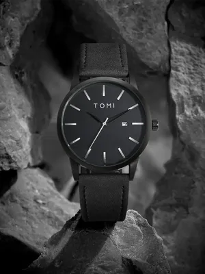 TOMI T-071 Watch For Men Date Quartz Round Shape With Leather Strap thumbnail 2