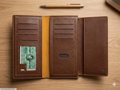 Vintage Grain Leather Long Travel Wallet Signature Tan