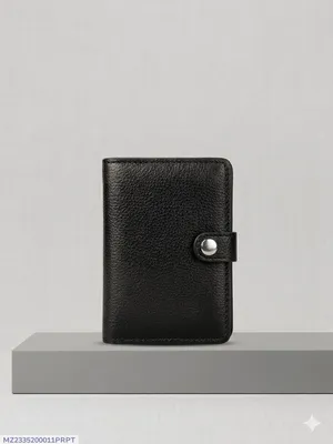 Classic Black Leather Card Holder Wallet with ID Window thumbnail 1