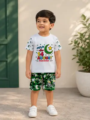 14th August  Boy's Printed Shirt & Short  Set thumbnail 2