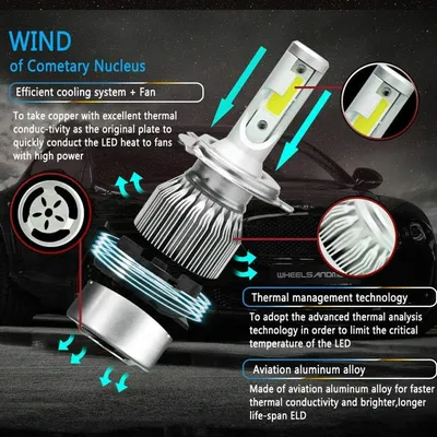 2pcs New C6 H4 LED Headlight Bulbs White Medium thumbnail 2