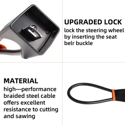 1 Pc Visibility Car Wheel Lock Universal Anti-Theft Steering Wheel Lock thumbnail 6