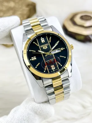 Men's Luxury Gold Black Dial Watch 37mm Stainless Steel thumbnail 1