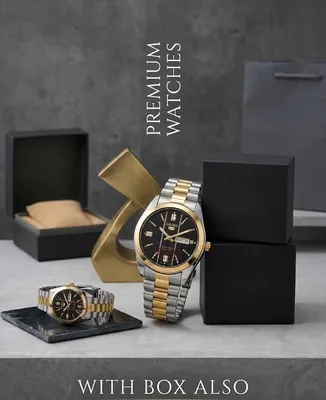 Men's Luxury Gold Black Dial Watch 37mm Stainless Steel thumbnail 2
