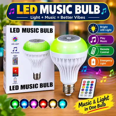 LED Music Bulb with Bluetooth Speaker, RGB Color Changing Light & Remote Control – Multicolor Decorative Bulb