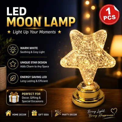 Luxury LED Moon Lamp Star Light – Elegant Decorative Night Lamp for Bedroom, Living Room & Gift Giving
