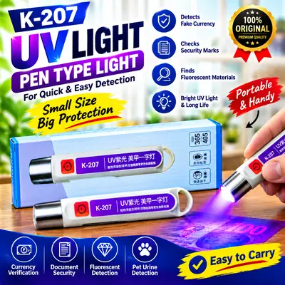 K-207 UV Glue Curing Light 365/405nm – Portable UV Light for Glass Repair, Jewelry, Electronics, Plastic & Acrylic Bonding