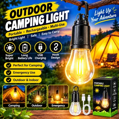 Rechargeable LED Camping Light Bulb with Hanging Hook