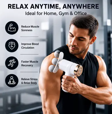 Portable Rechargeable Massage Fascial Gun LM-810T – Deep Tissue Muscle Massager with 4 Massage Heads thumbnail 5