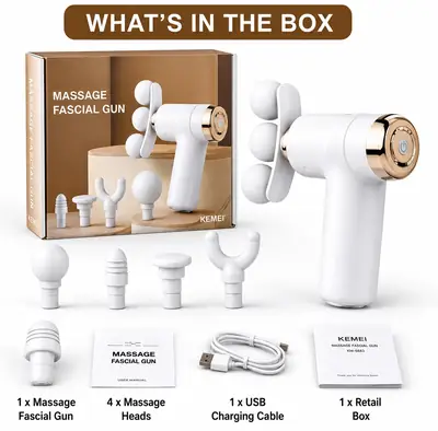 Portable Rechargeable Massage Fascial Gun LM-810T – Deep Tissue Muscle Massager with 4 Massage Heads thumbnail 7